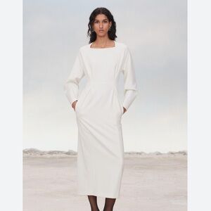 Zara White Long Sleeve Dress